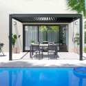 Bioklimatische Anbaupergola 4x3m aus anthrazitgrauem Aluminium