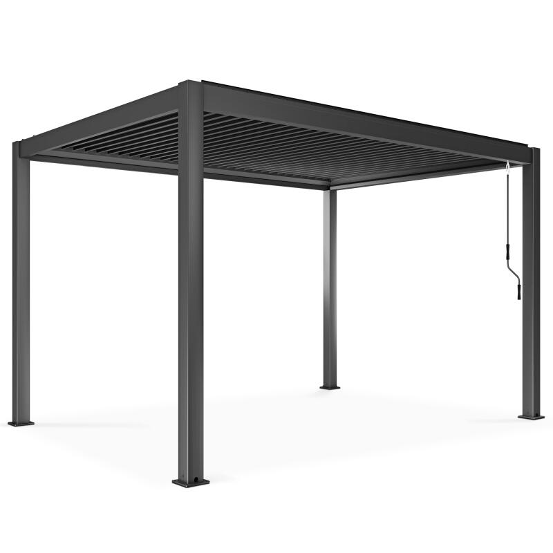 Selbsttragende bioklimatische Pergola 4x3m aus anthrazitgrauem Aluminium