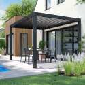 Selbsttragende bioklimatische Pergola 4x3m aus anthrazitgrauem Aluminium