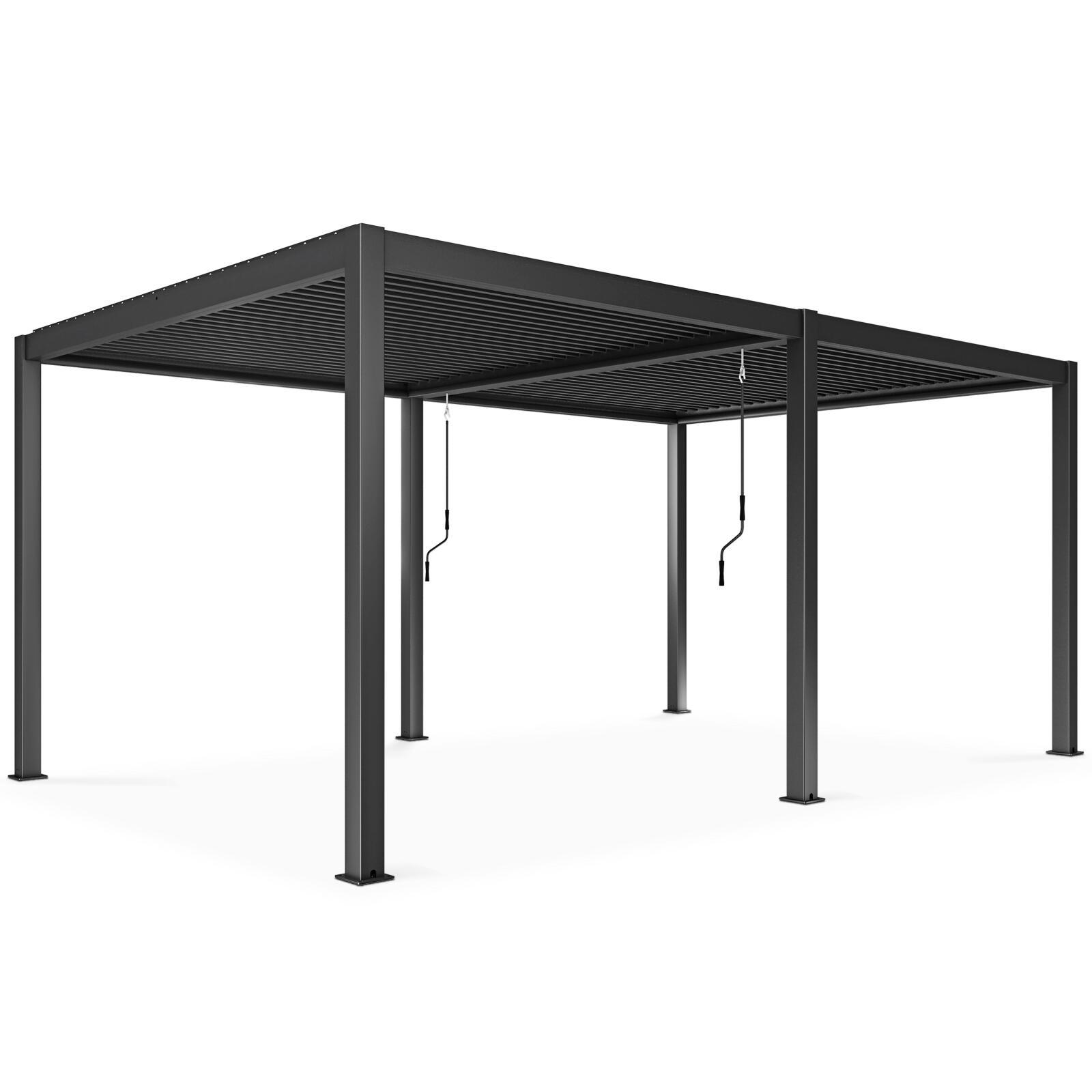 Selbsttragende bioklimatische Pergola 6x3m aus anthrazitgrauem Aluminium
