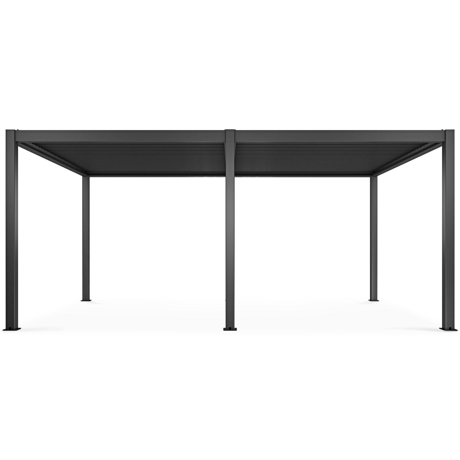 Selbsttragende bioklimatische Pergola 6x3m aus anthrazitgrauem Aluminium