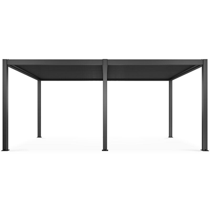Selbsttragende bioklimatische Pergola 6x3m aus anthrazitgrauem Aluminium