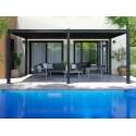 Selbsttragende bioklimatische Pergola 6x3m aus anthrazitgrauem Aluminium