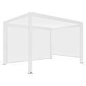 Pergola bioklimatisch Wand 4x3m motorisiert aus weißem Aluminium mit LED-Beleuchtung und Jalousien