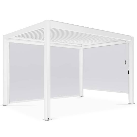 Pergola bioklimatisch freistehend 4x3m aus weißem Aluminium mit Jalousien