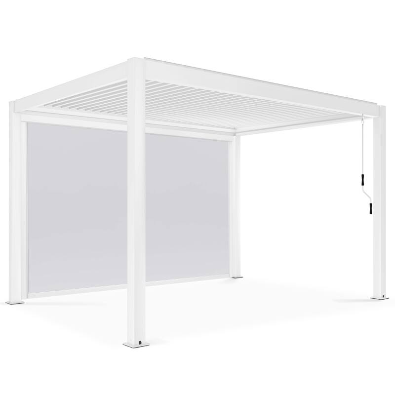 Pergola bioklimatisch freistehend 4x3m aus weißem Aluminium mit Jalousien