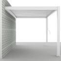 Pergola bioklimatisch Wand 4x3m aus weißem Aluminium mit 1, 2 oder 3 Jalousien