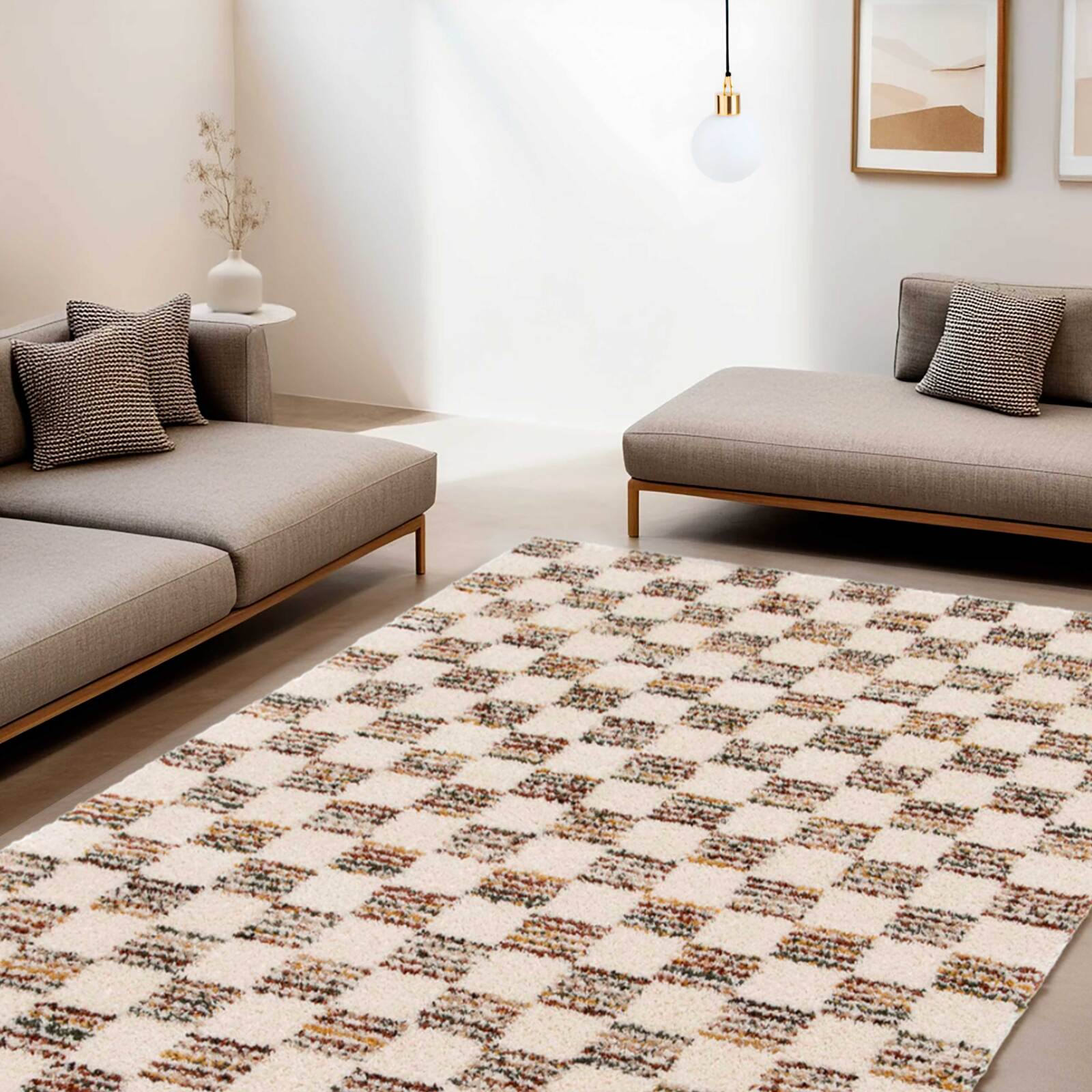 Rechteckiger Shaggy-Teppich aus Polypropylen