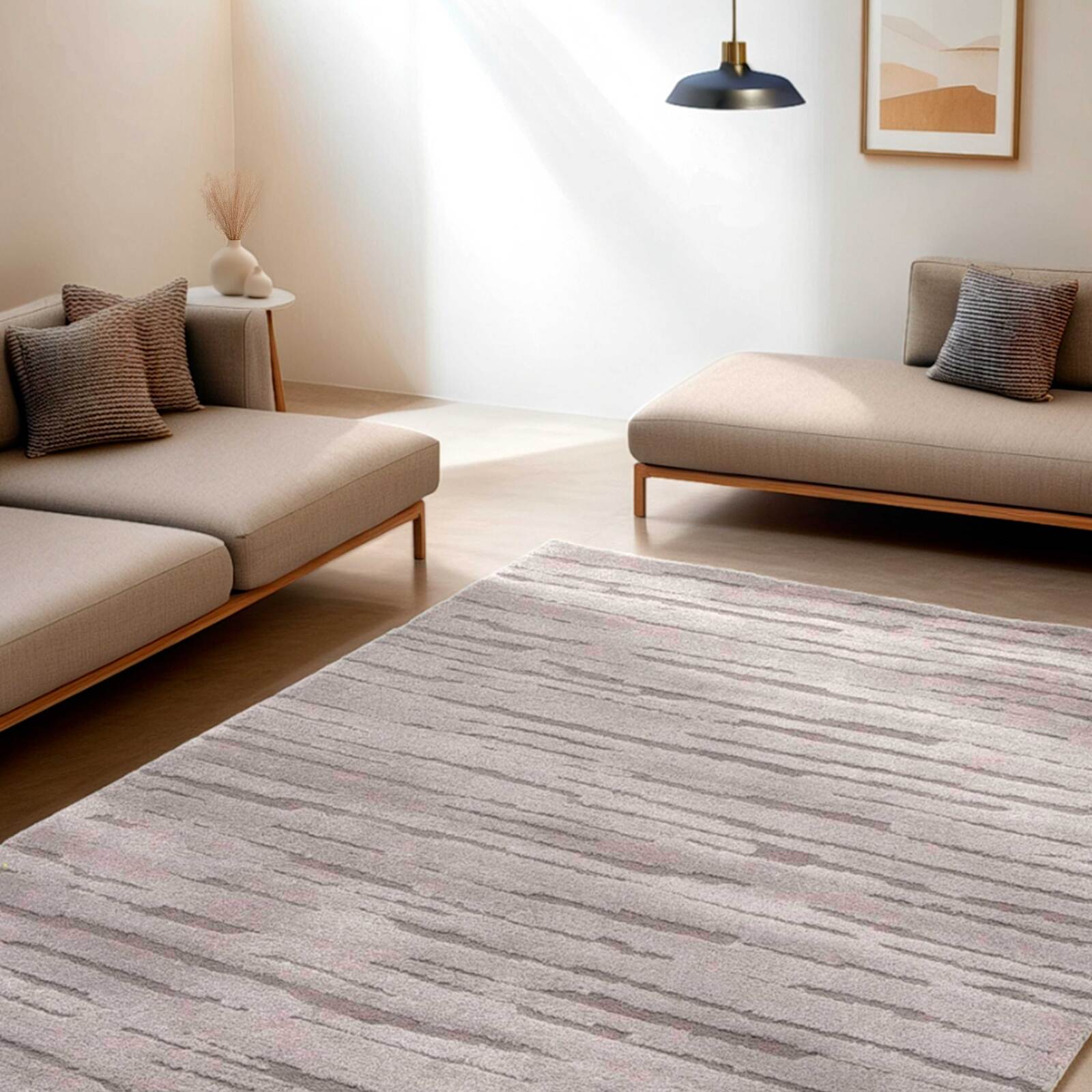 Rechteckiger Hochflorteppich aus Polyester und Polypropylen