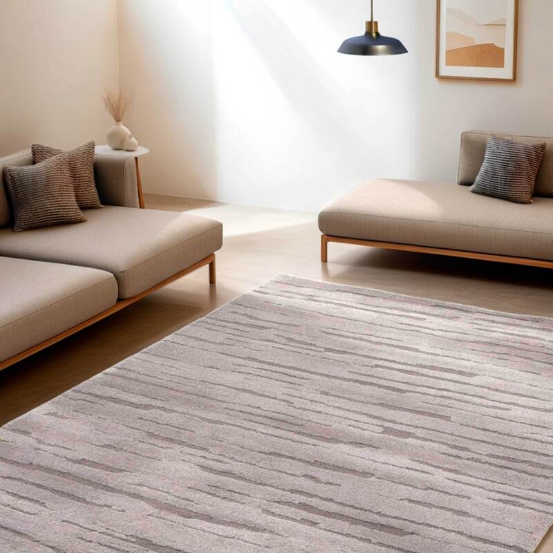 Rechteckiger Hochflorteppich aus Polyester und Polypropylen