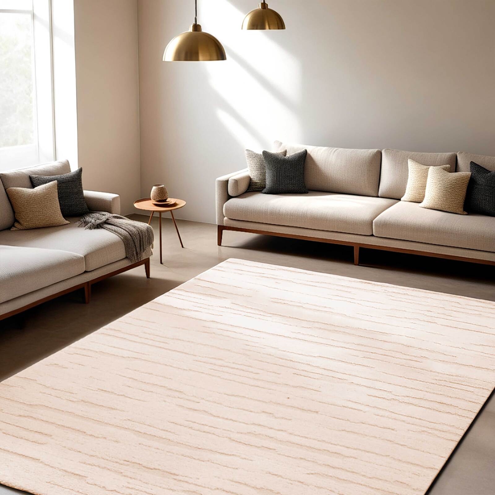 Rechteckiger Hochflorteppich aus Polyester und Polypropylen