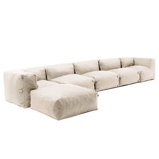 Modulares Ecksofa mit 3 Sesseln, 2 Ecksesseln und 1 Hocker | Oviala