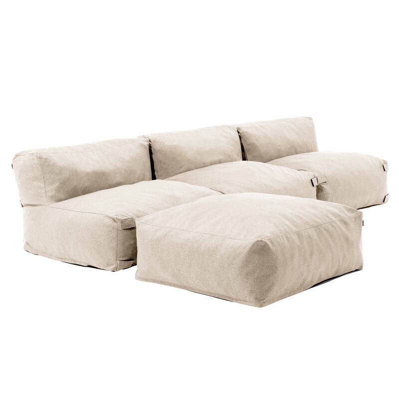 Modulares Ecksofa mit 3 Sesseln und 1 Hocker