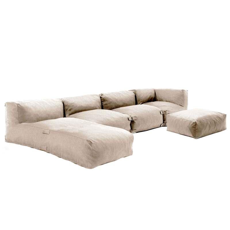 Modulare Gartenmöbel mit 2 Kaminstühlen, 1 Ecksessel, 1 Chaiselongue und 1 Hocker 
