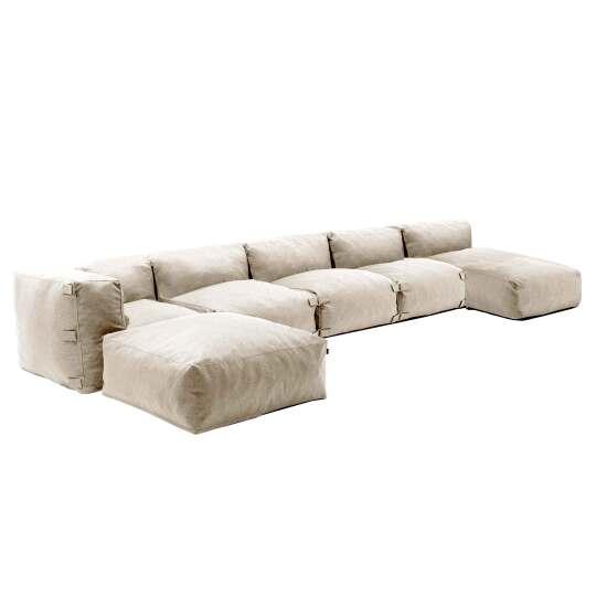 Modulare Gartenmöbel mit 3 Kaminstühlen, 1 Ecksessel, 1 Chaiselongue und 1 Hocker