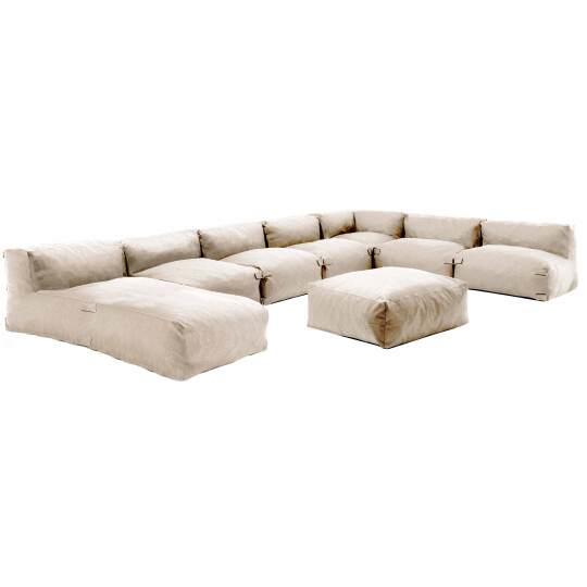 Modulare Gartenmöbel mit 5 Kaminstühlen, 1 Ecksessel, 1 Chaiselongue und 1 Hocker | Oviala