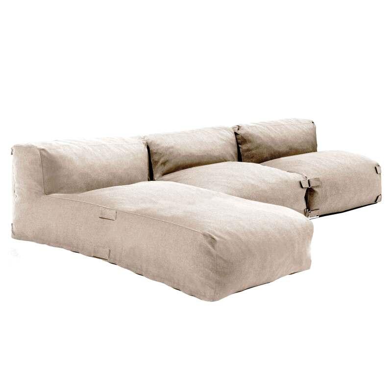 Modulare Gartenmöbel mit 2 Sesseln und 1 Chaiselongue 