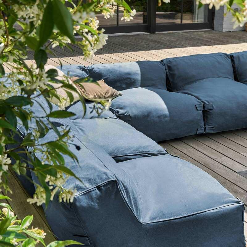 Modulare Gartenmöbel mit 5 Kaminstühlen, 1 Ecksessel, 1 Chaiselongue und 1 Hocker  (6/7)