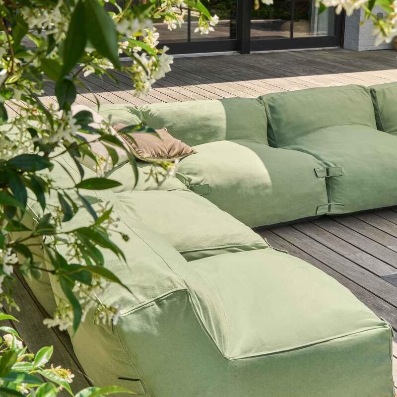 Modulare Gartenmöbel mit 5 Kaminstühlen, 1 Ecksessel, 1 Chaiselongue und 1 Hocker  (6/7)