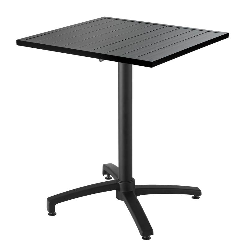 Grauer Bistrot-Gartentisch 70 x 70 cm und 4 Stühle mit Armlehnen aus Aluminium 