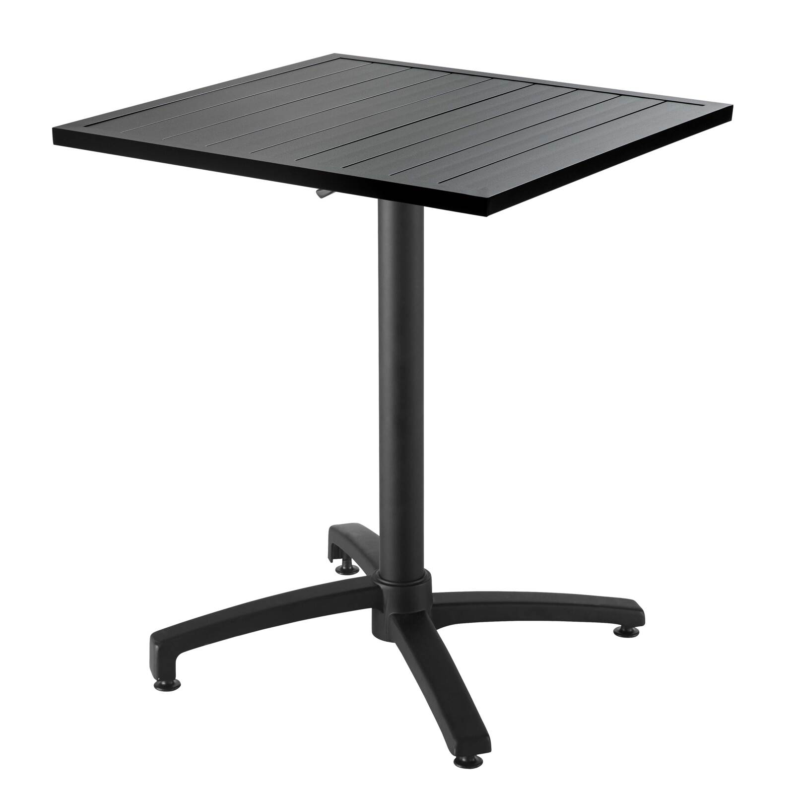 Grauer Bistrot-Gartentisch und 2 Stühle mit Armlehnen aus Aluminium 