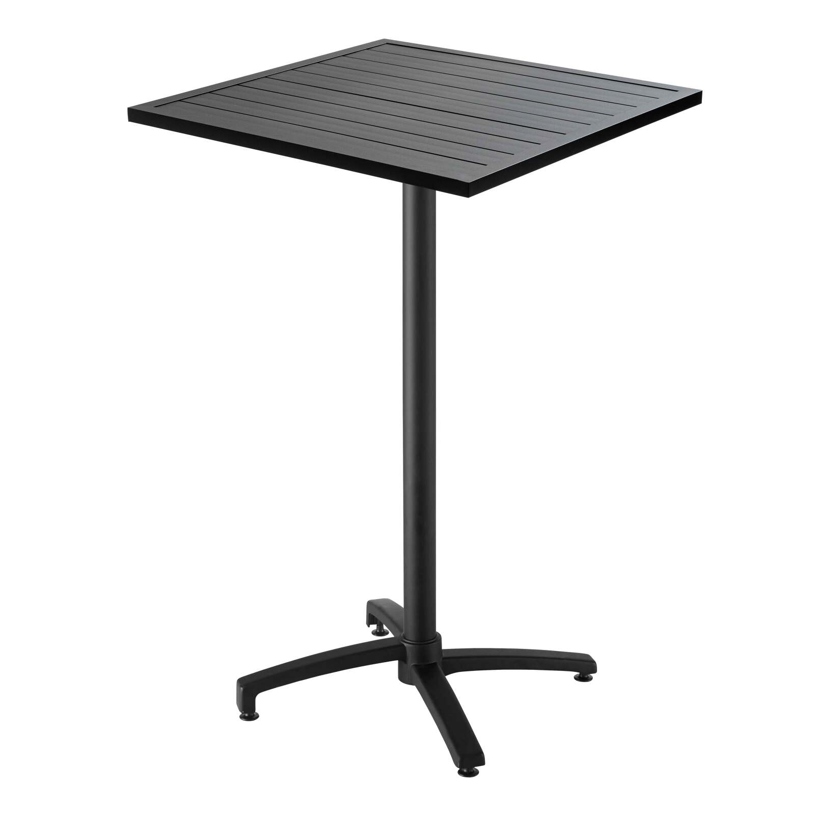 Stehender hoher Garten-Hochtisch (60 x 60 x 110 cm) aus Schwarz Aluminium