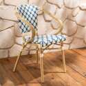 Gartenstuhl Pariser Bistro-Stil aus Aluminium und synthetischem Rattan mit Armlehnen, Kreuzmuster - Lifestyle