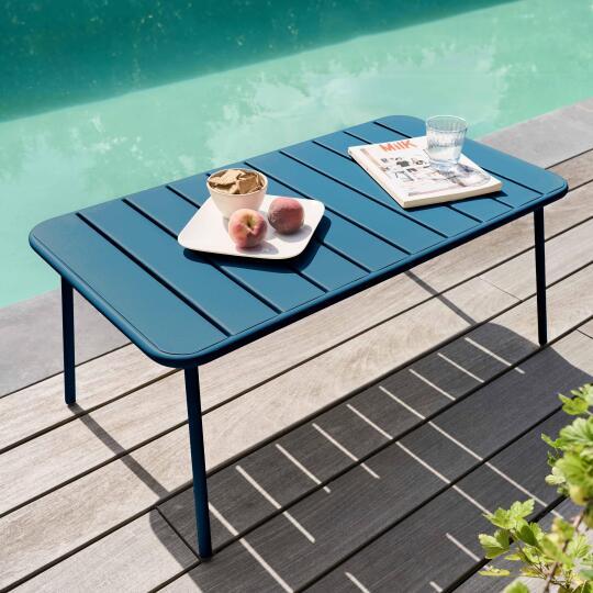 Rechteckiger Garten Couchtisch 90x50 cm mit abgerundeten Ecken | Oviala