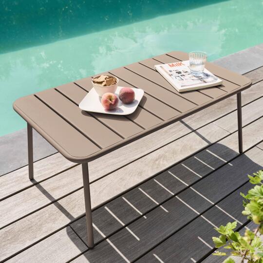 Garten Couchtisch rechteckig aus Metall 90x50x40 cm | Oviala