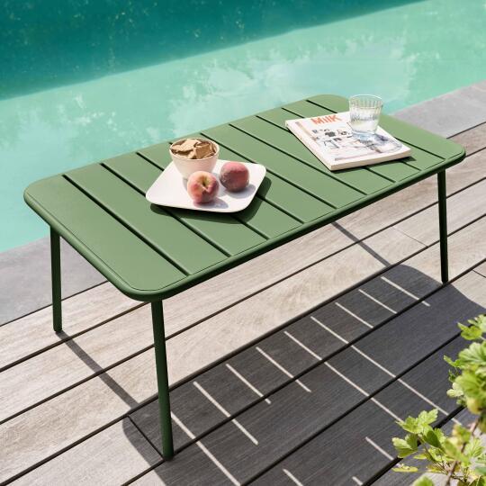 Garten Couchtisch rechteckig aus Metall 90x50x40 cm | Oviala