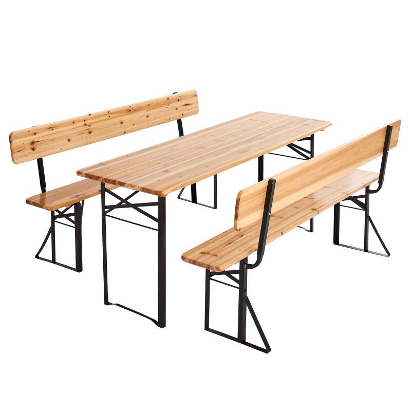 180 cm Tisch- und Bankset mit Rückenlehne