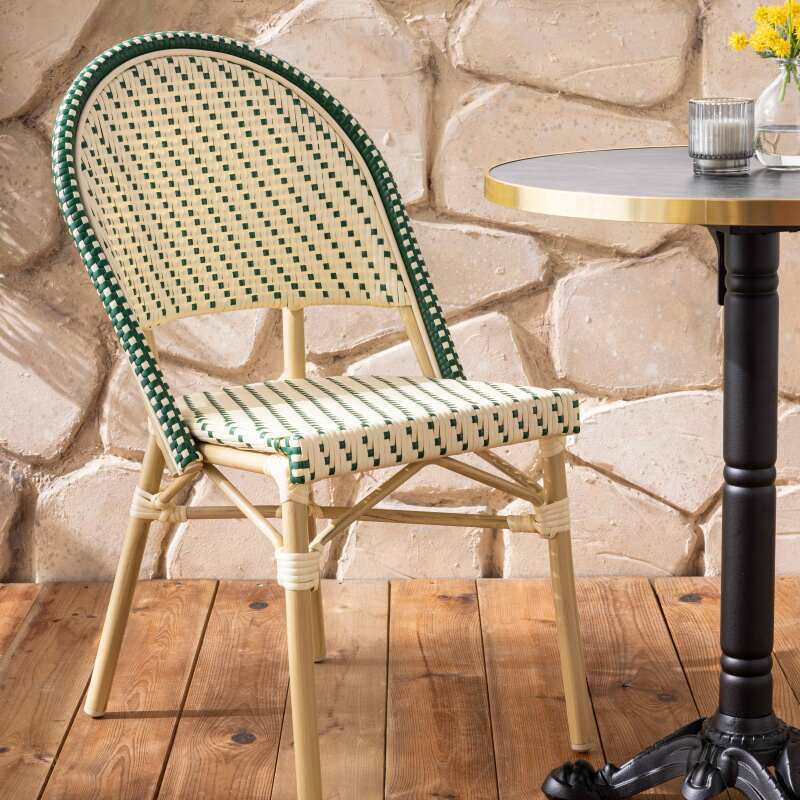 Pariser Bistrostuhl aus Aluminium und synthetischem Rattan
