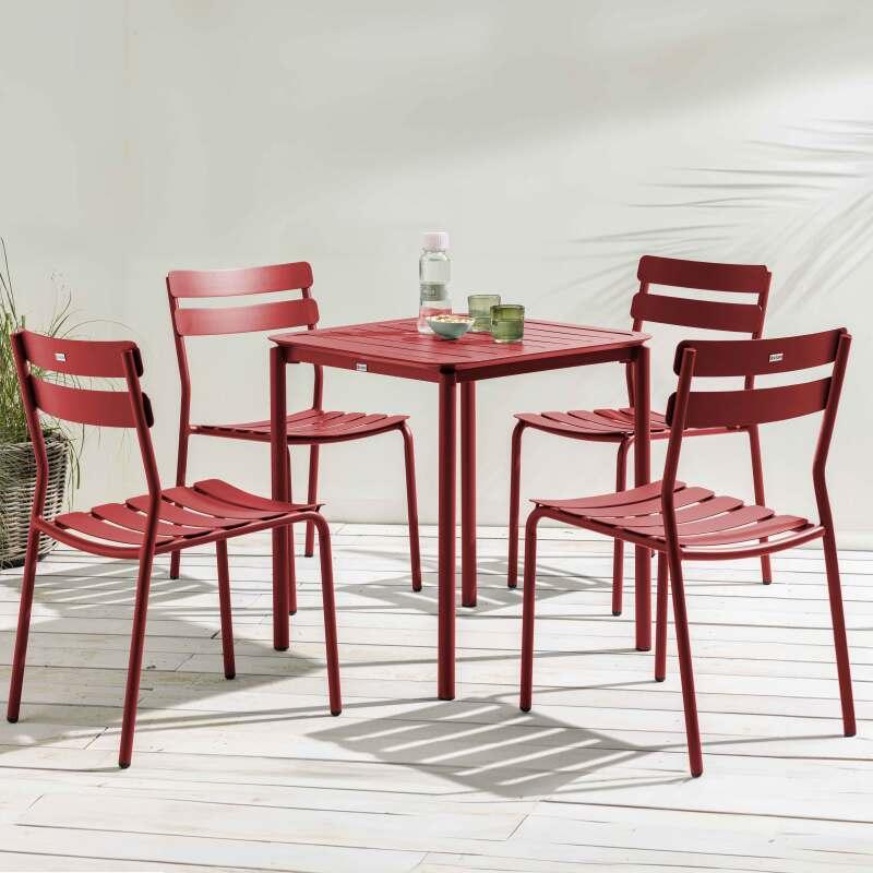 Quadratischer Gartentisch aus Aluminium, 70x70 cm, und 4 Stühle - Lifestyle