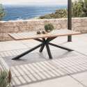 Rechteckiger Gartentisch 240 x 95 cm aus Akazienholz und 10 Stühle mit Aluminiumarmlehnen