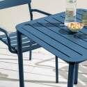 Quadratischer Terrassentisch 70 x 70 cm und 4 Stühle mit Aluminiumarmlehnen