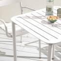 Quadratischer Terrassentisch 70 x 70 cm und 4 Stühle mit Aluminiumarmlehnen