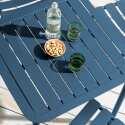 Quadratischer Terrassentisch 70 x 70 cm und 2 Stühle mit Aluminium-Armlehnen