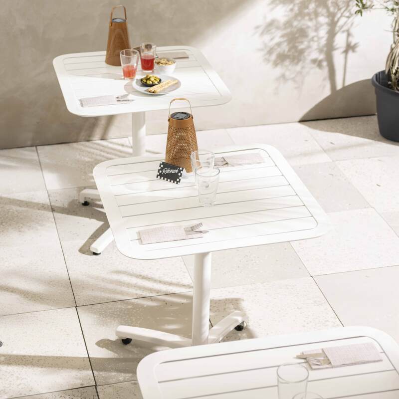 Quadratischer Terrassentischplatte 60 x 60 cm aus Aluminium (5/6)