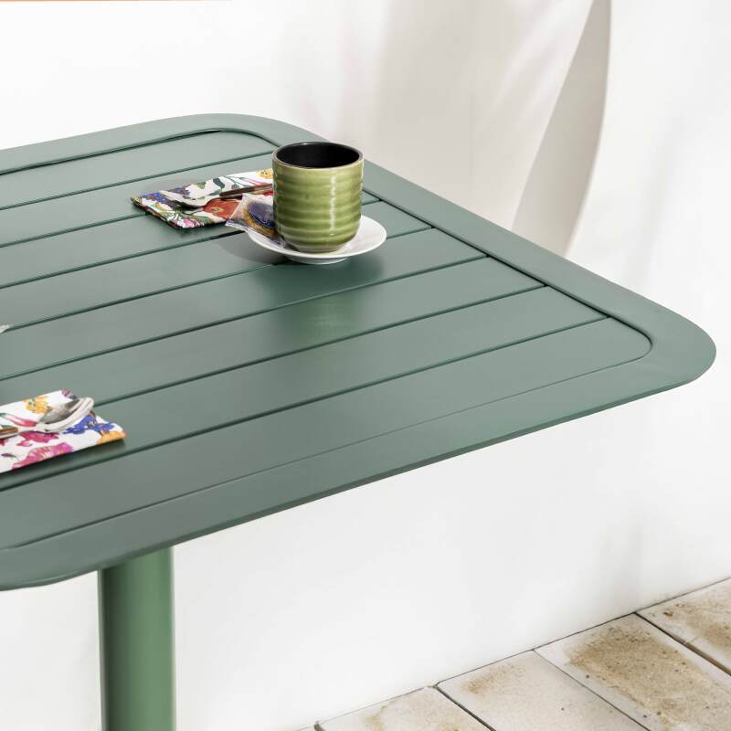 Quadratischer Terrassentischplatte 60 x 60 cm aus Aluminium (5/6)