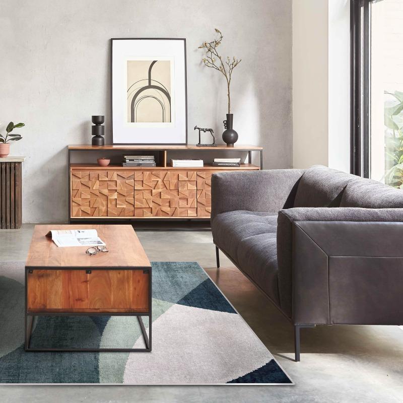 Rechteckiger, kurzfloriger Polyester-Chenille-Teppich 