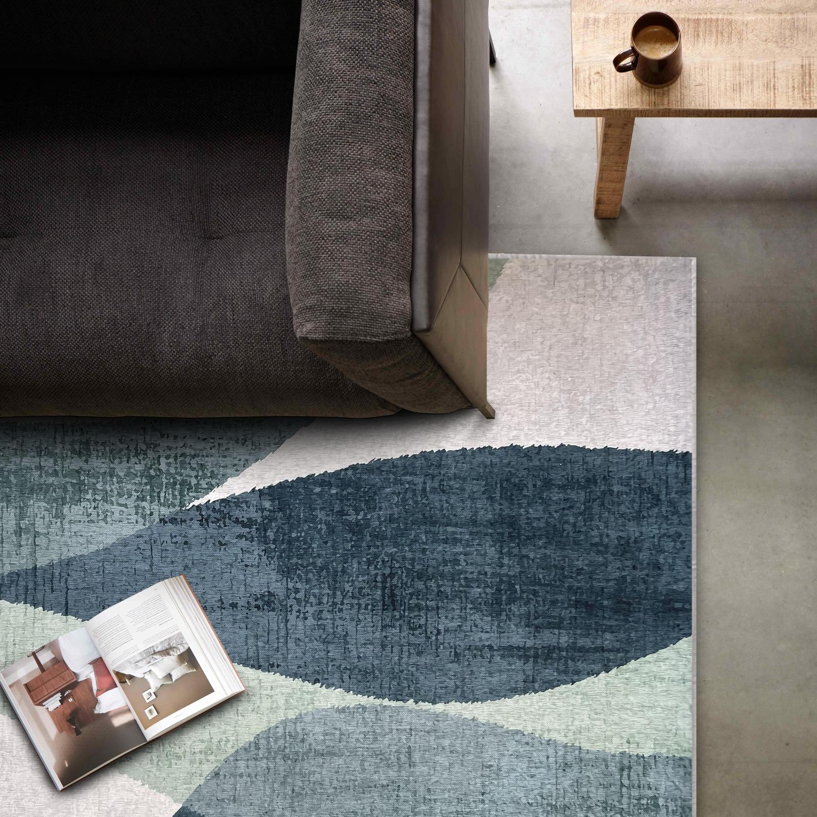 Rechteckiger, kurzfloriger Polyester-Chenille-Teppich 