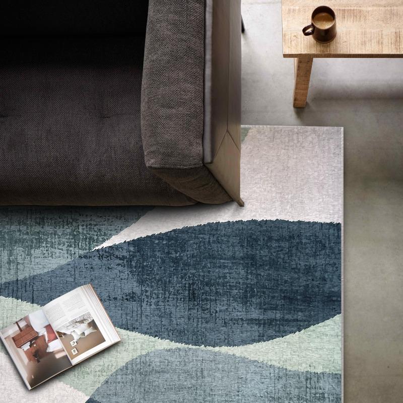 Rechteckiger, kurzfloriger Polyester-Chenille-Teppich 