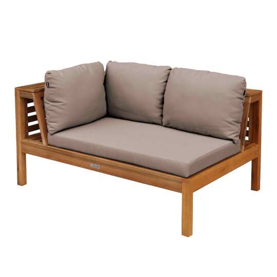 Niedriges linkes Gartensofa aus FSC®-zertifiziertem Eukalyptusholz