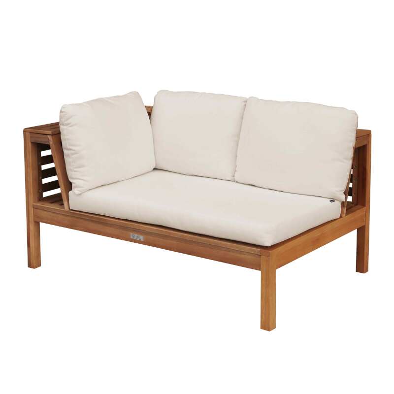 Niedriges linkes Gartensofa aus FSC®-zertifiziertem Eukalyptusholz