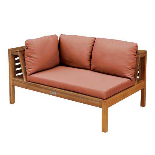 Niedriges linkes Gartensofa aus FSC®-zertifiziertem Eukalyptusholz