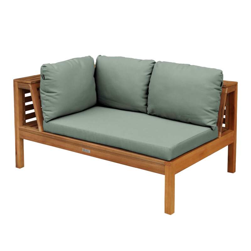 Niedriges linkes Gartensofa aus FSC®-zertifiziertem Eukalyptusholz