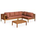Ecksofa-Gartenlounge-Set für 4 Personen mit Tisch aus FSC®-zertifiziertem Eukalyptusholz