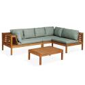 Ecksofa-Gartenlounge-Set für 4 Personen mit Tisch aus FSC®-zertifiziertem Eukalyptusholz 
