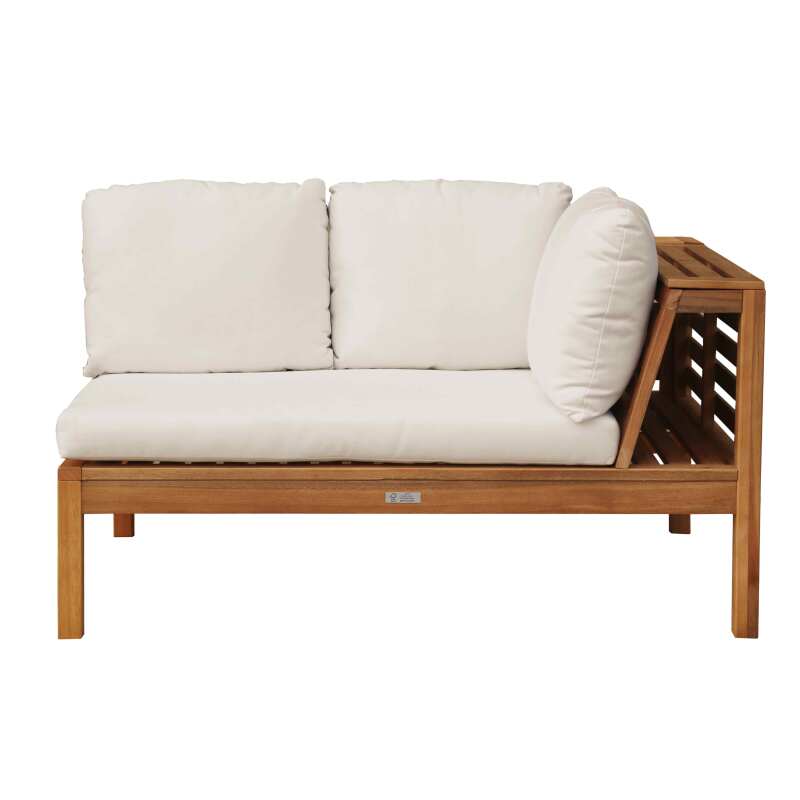 Ecksofa-Gartenlounge-Set für 4 Personen mit Tisch aus FSC®-zertifiziertem Eukalyptusholz