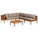 Ecksofa-Gartenlounge-Set für 5 Personen mit Tisch aus FSC®-zertifiziertem Eukalyptusholz